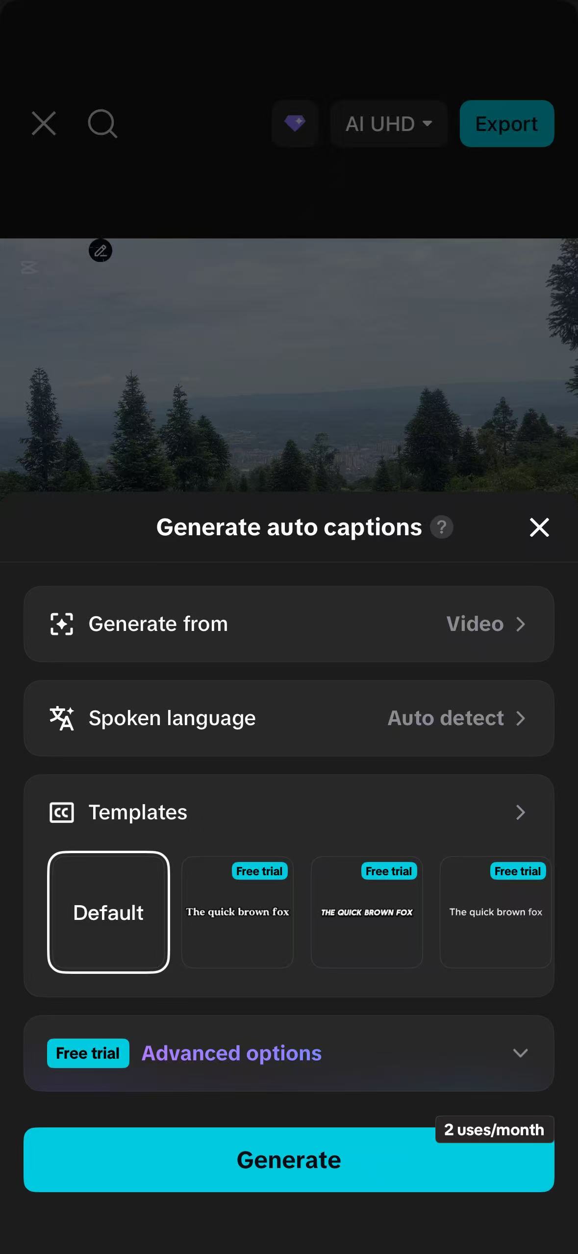 Generate an auto caption in the CapCut App