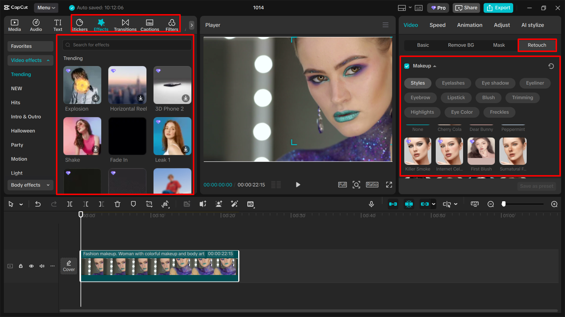 Apply AI makeup and add Halloween effects using the CapCut desktop video editor