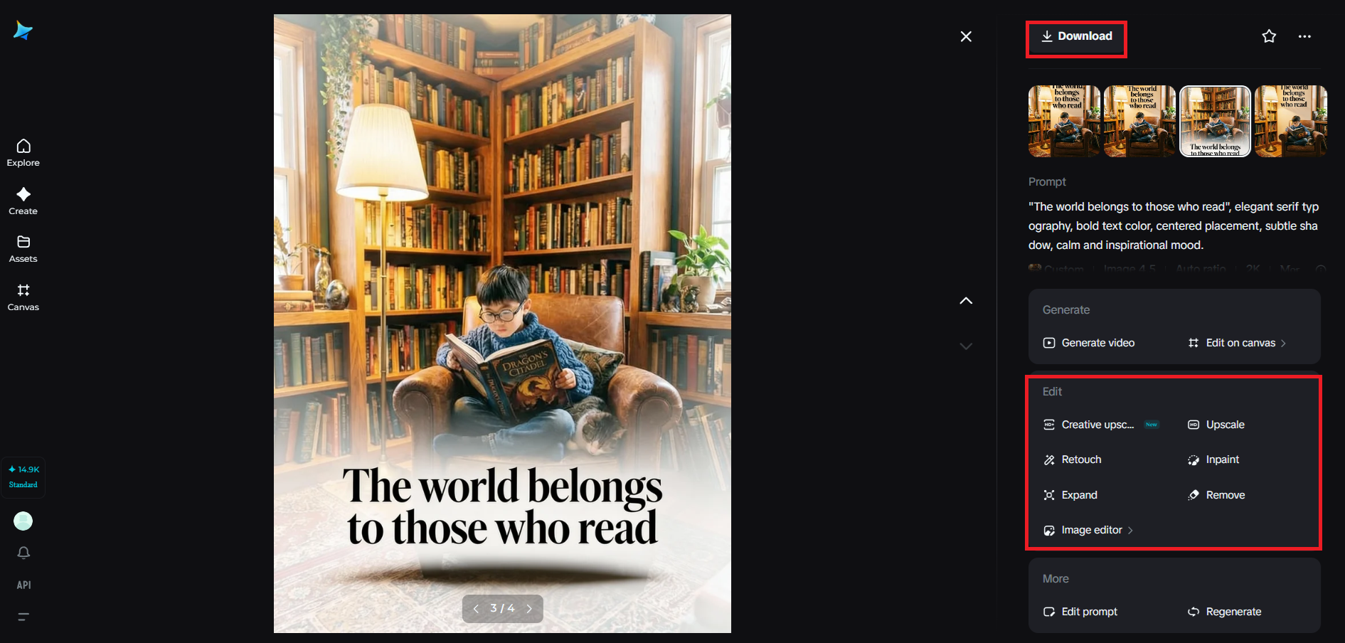 Revise, refine e baixe para adicionar texto a uma foto