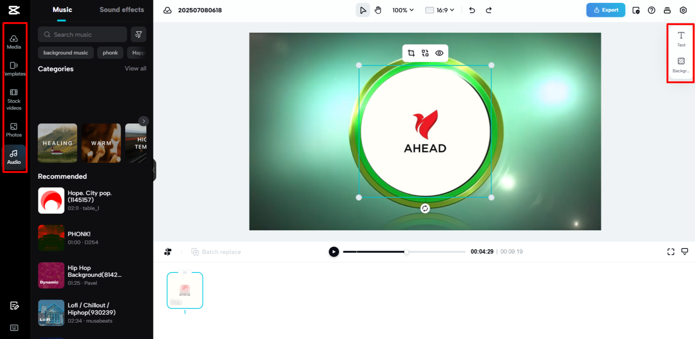 Customizing the template in the CapCut Web