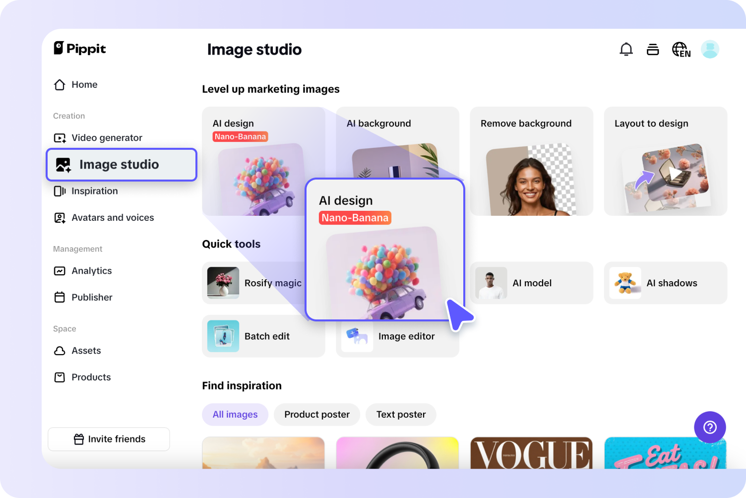 เปิดเครื่องมือออกแบบ AI ของ Pippit