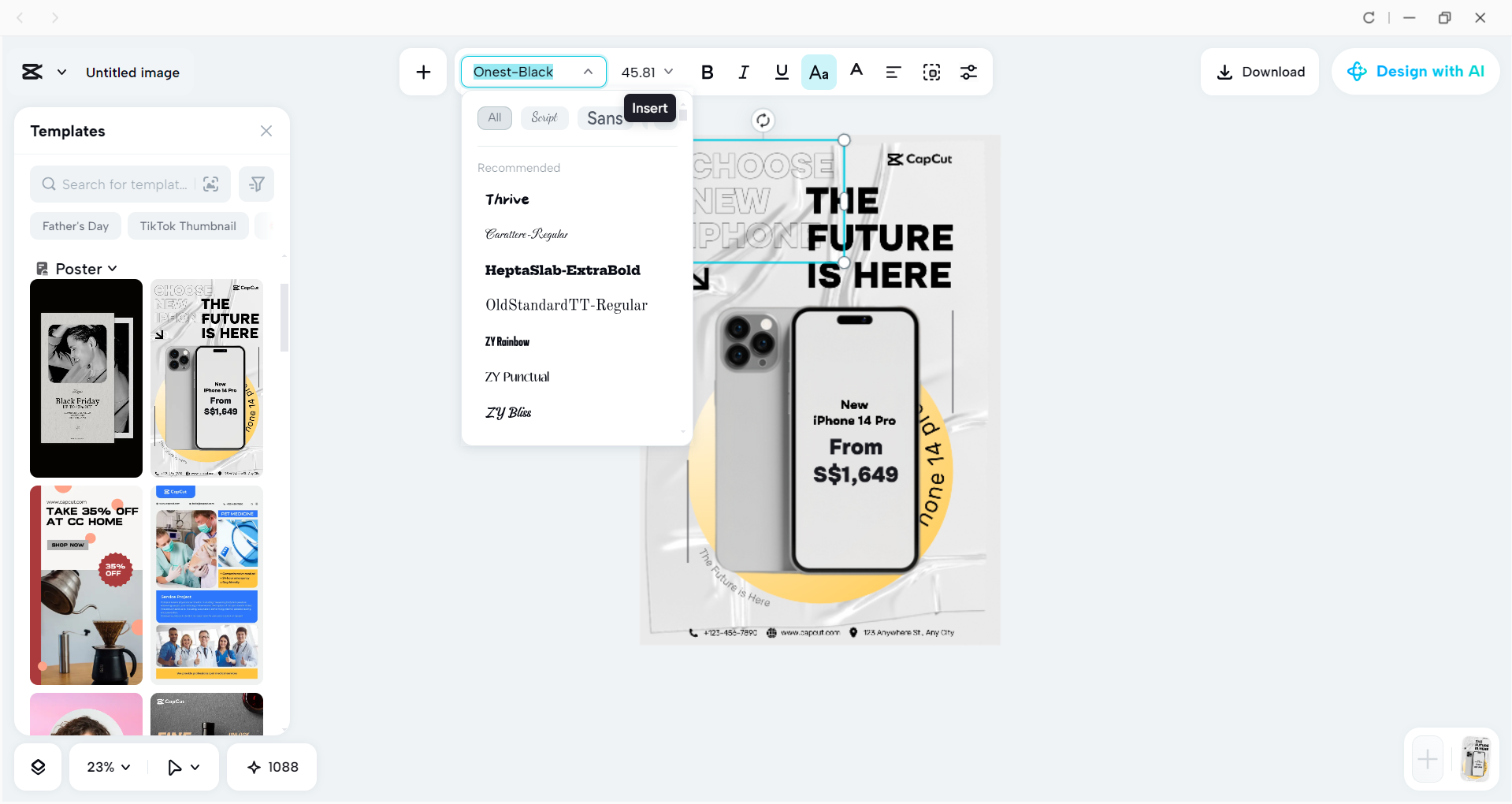 Interface of the CapCut desktop video editor - an easier way to generate posters