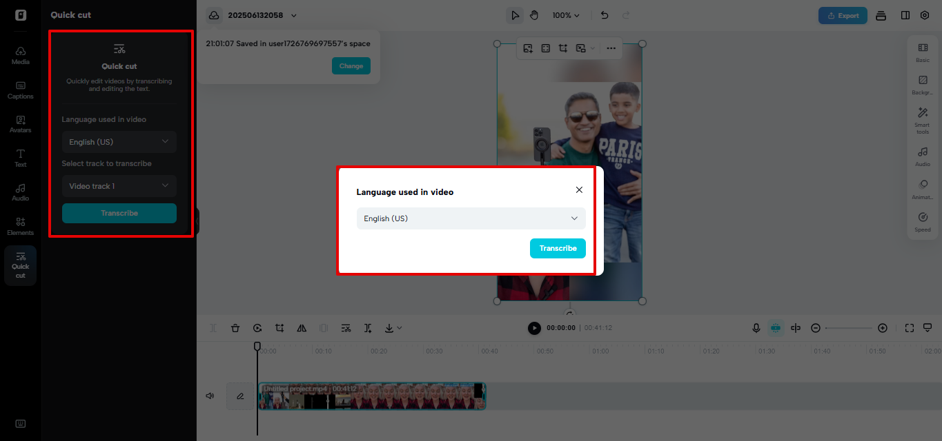Isang-click na video transcription