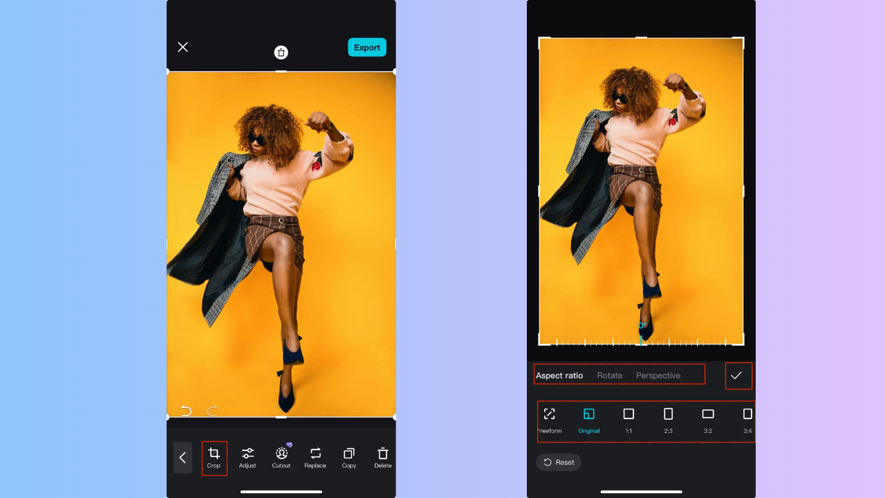 Use the edit feature to Crop photo