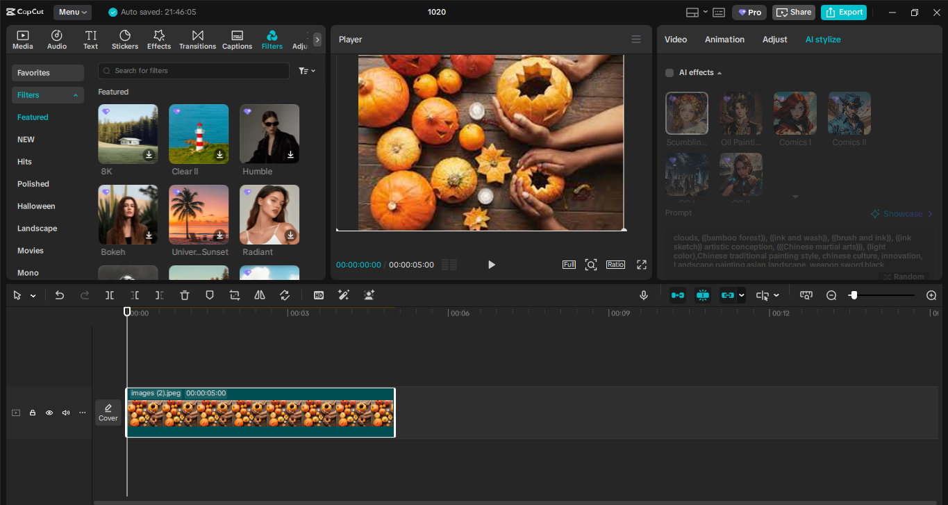 Editing interface of the CapCut desktop video editor