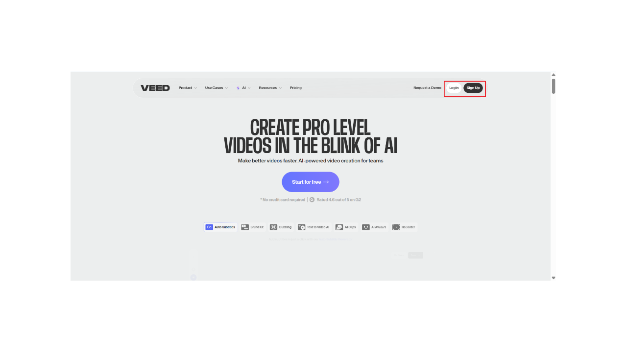 veed.io adresini ziyaret edin ve hesabınıza giriş yapın