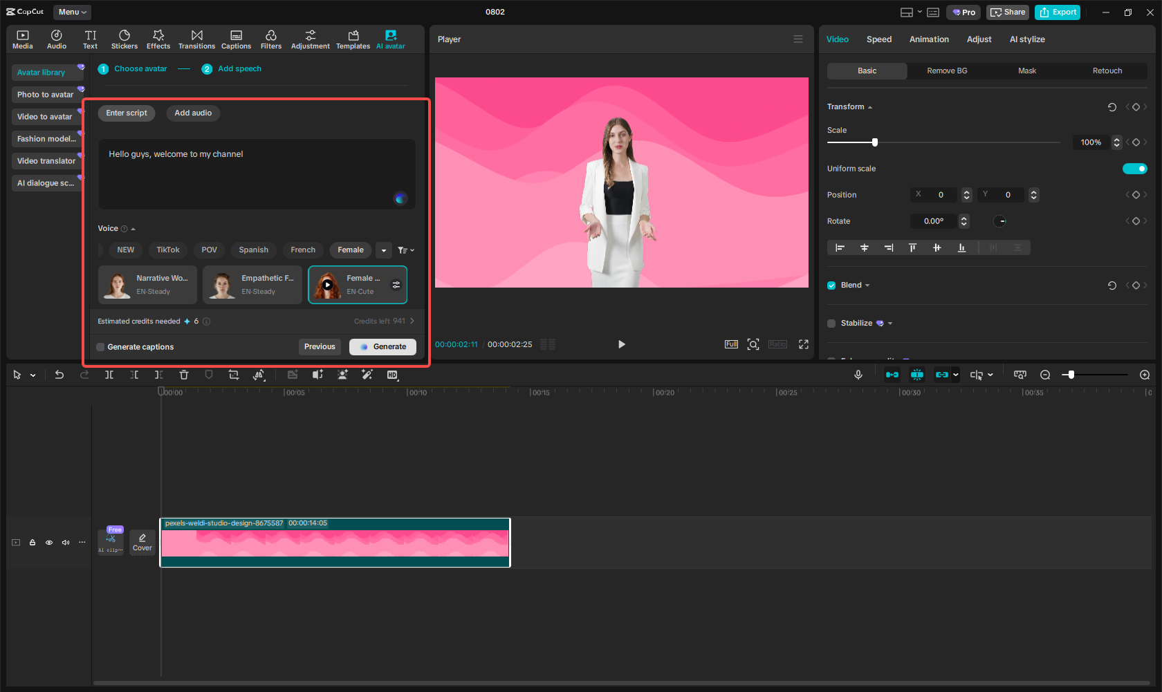 Input your prompts and generate the avatar video