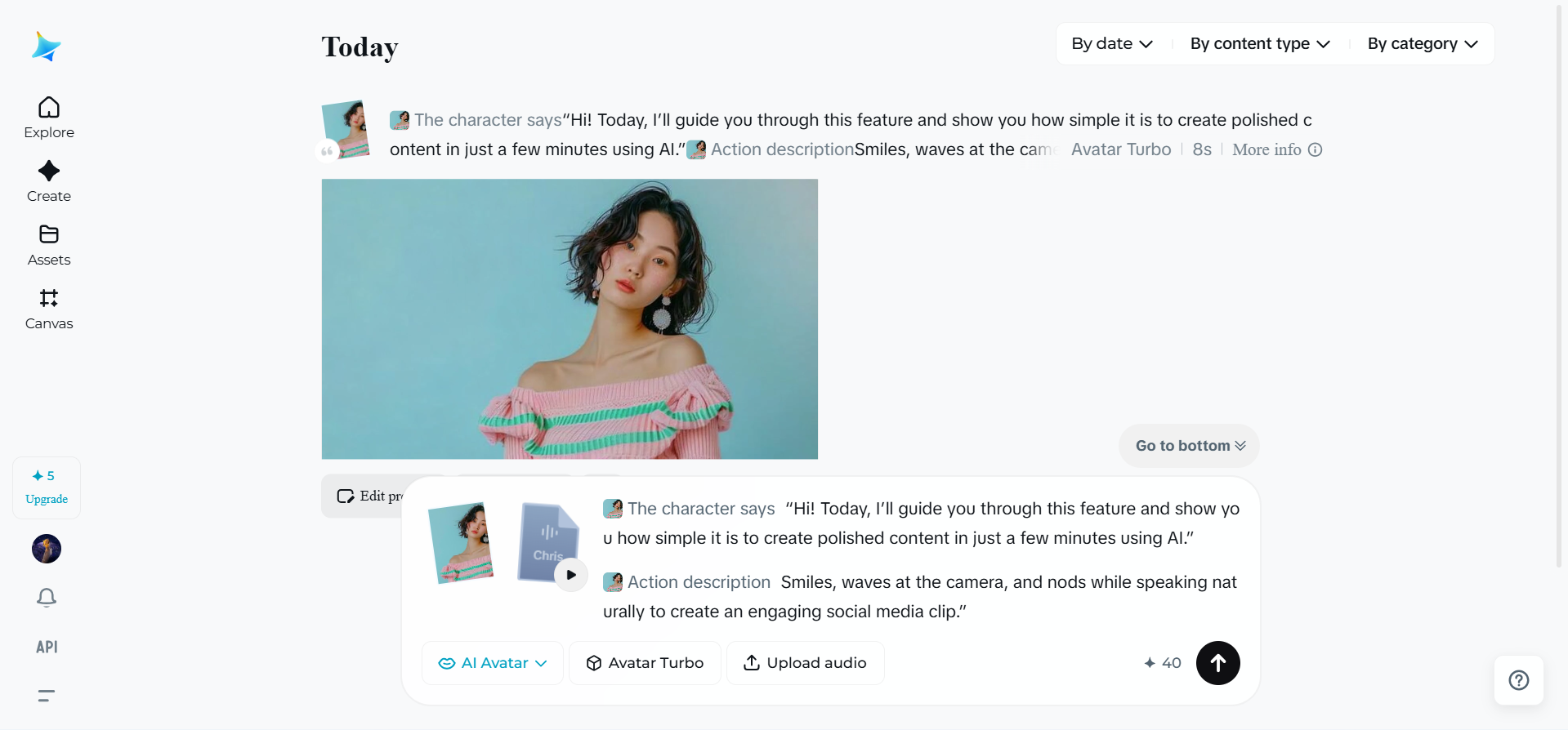 Create social media content using talking face AI generator