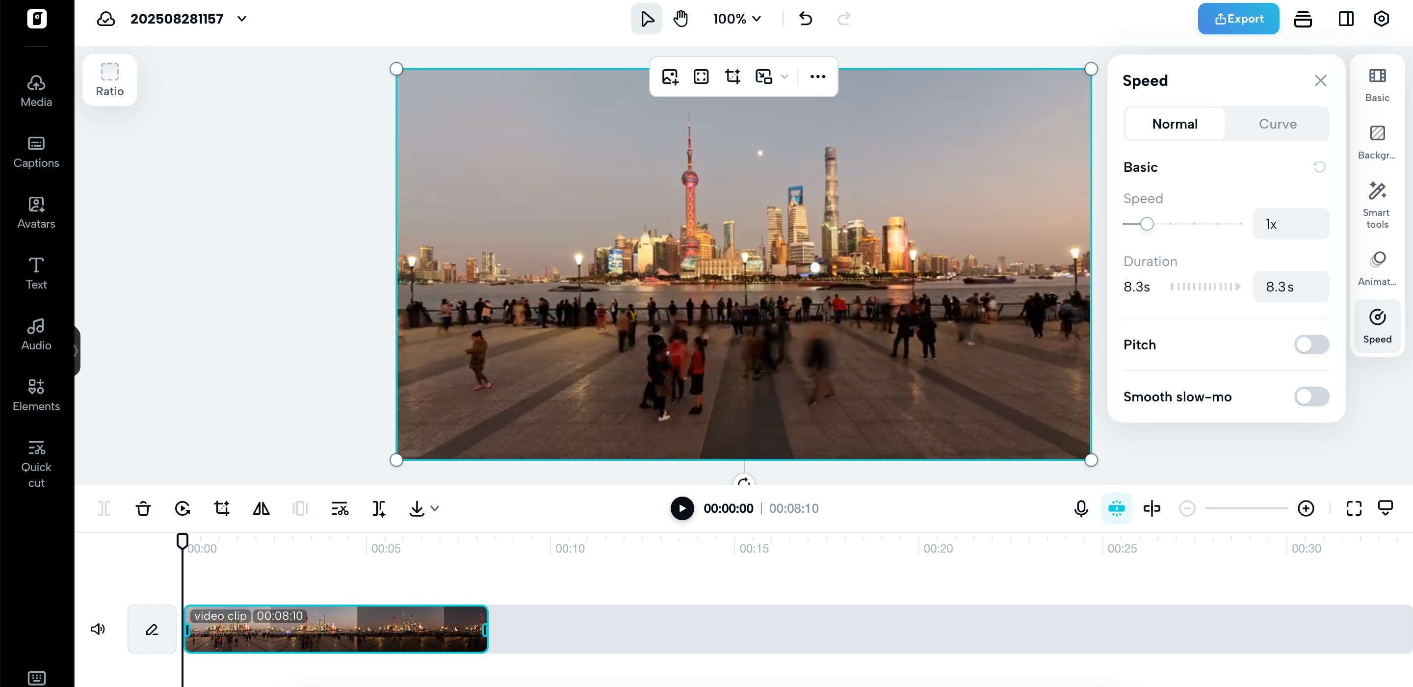 Adjust video speed