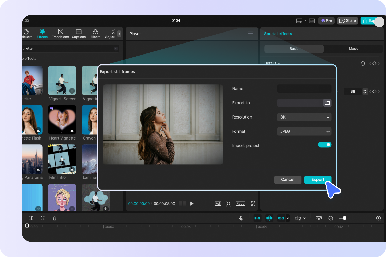 Export the final photo in CapCut