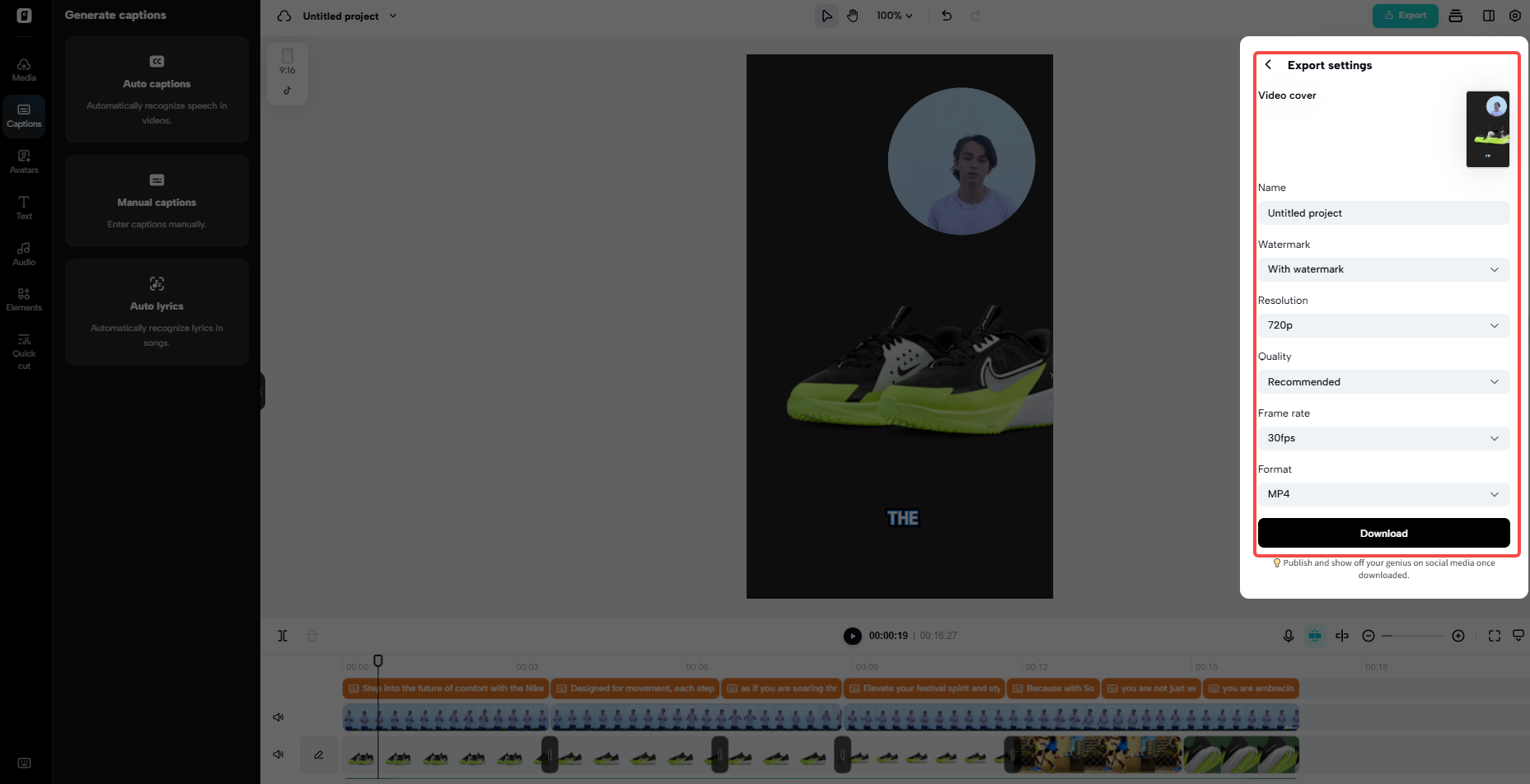 Export and publish your video