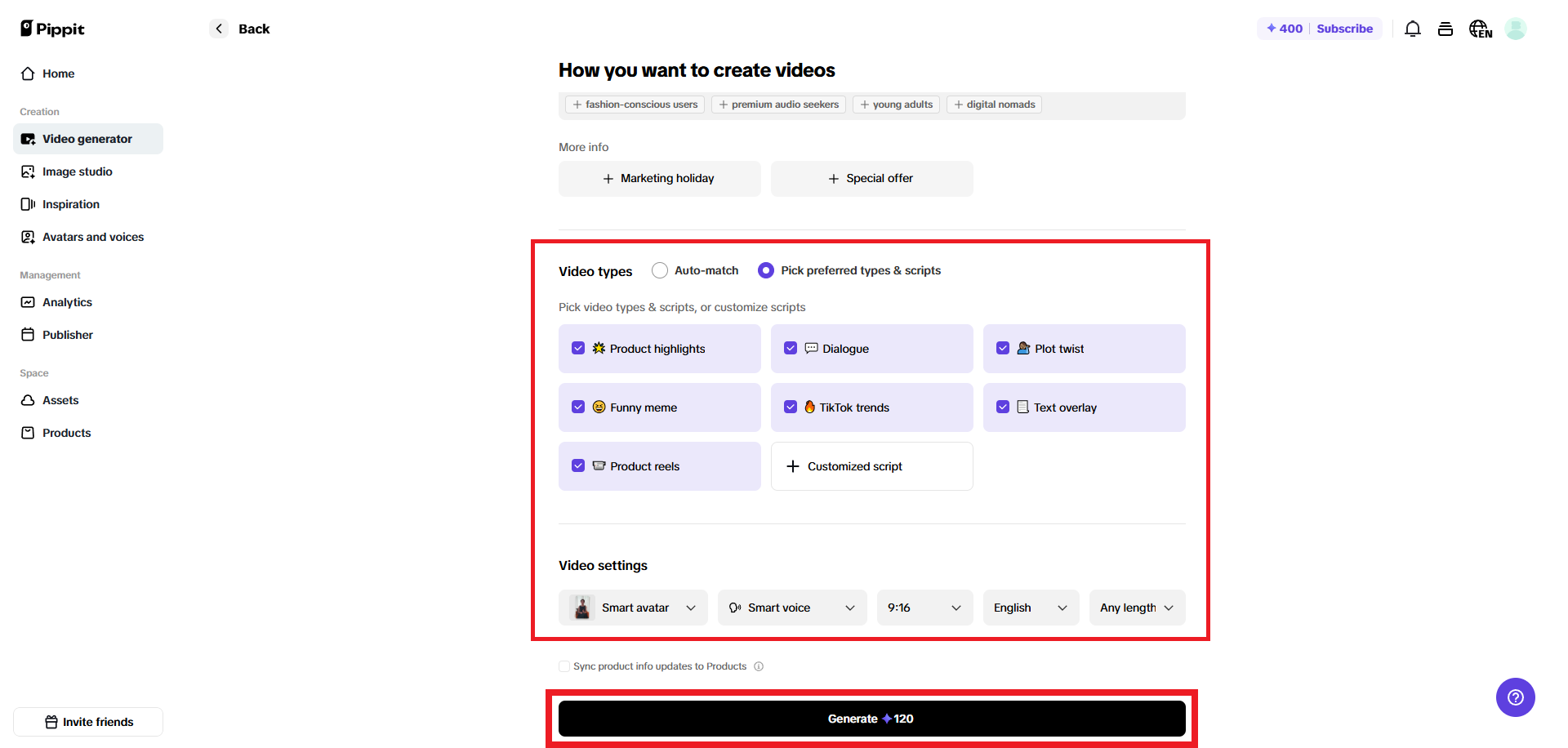 Generate your video