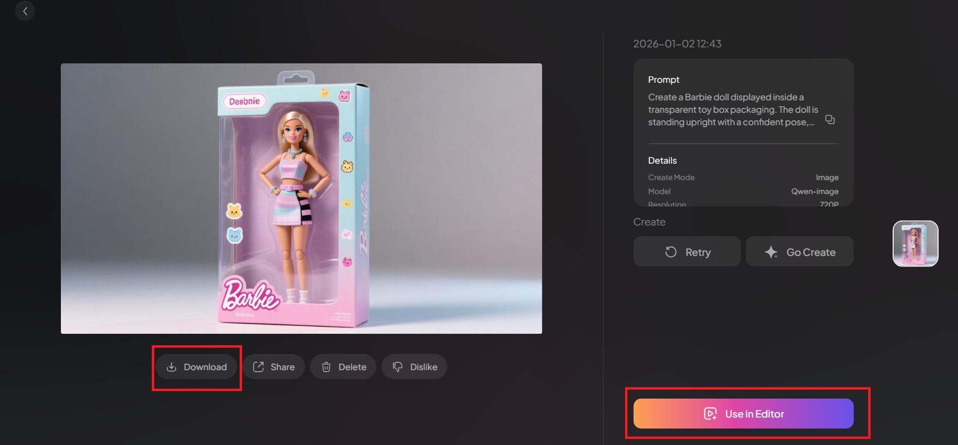 Vista previa, edición y descarga