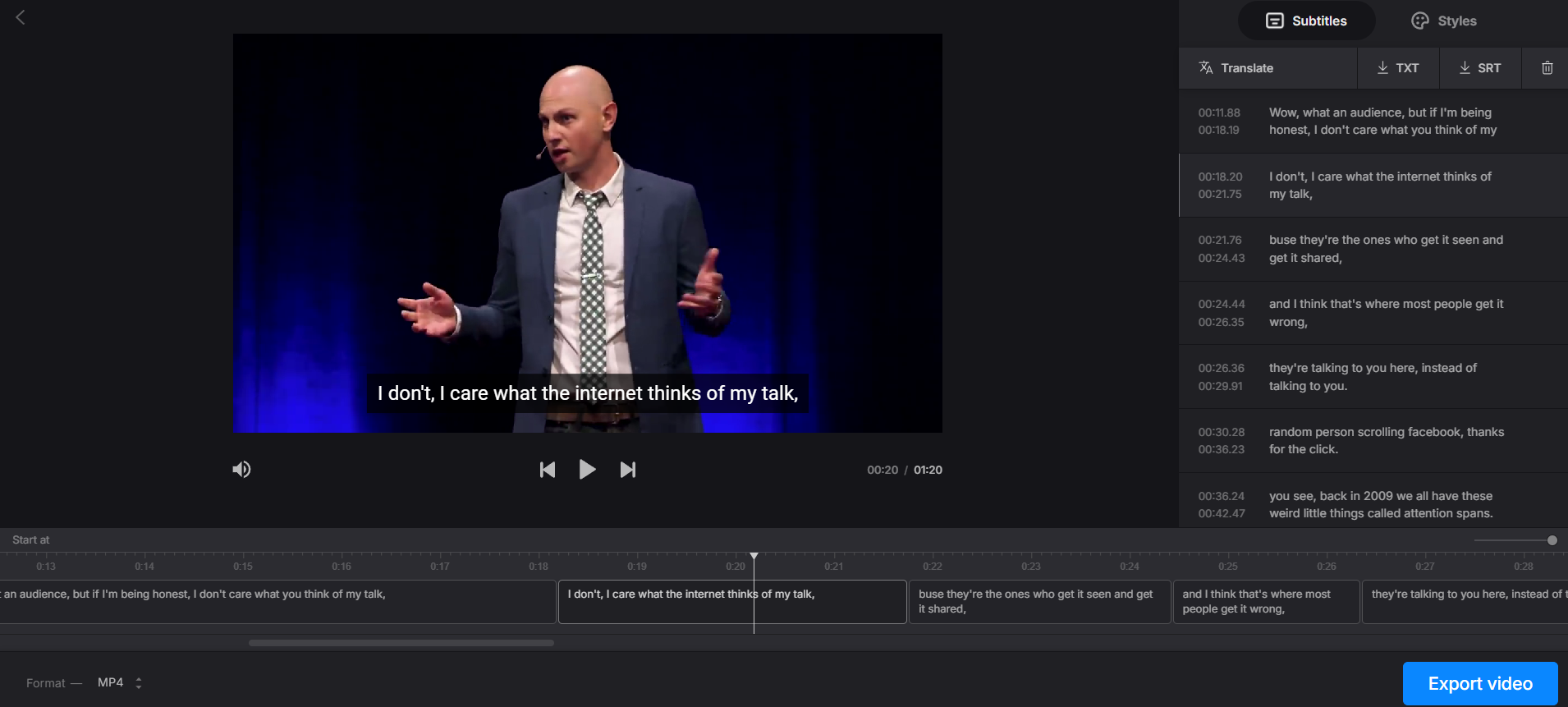 Clideo caption generator for video