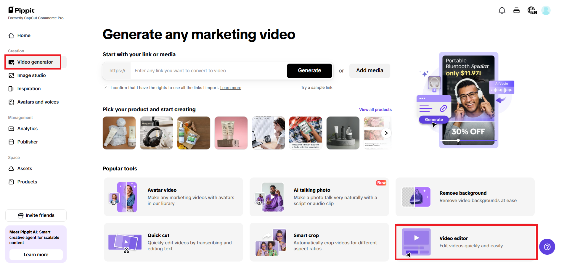 Click on the video editor
