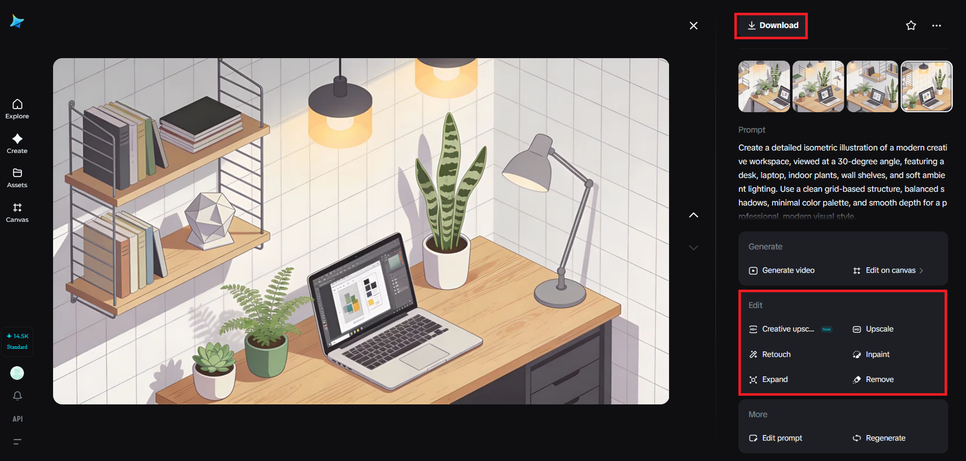 최종 결과물을 검토, 수정 및 다운로드하세요.