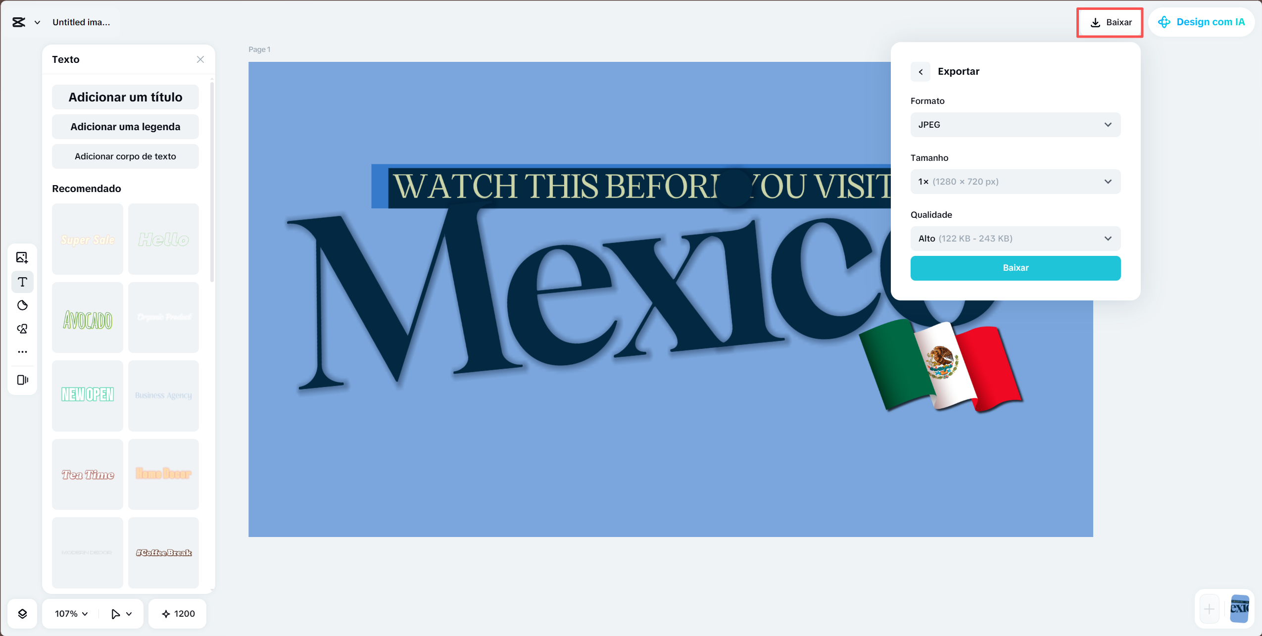 Export in the correct format