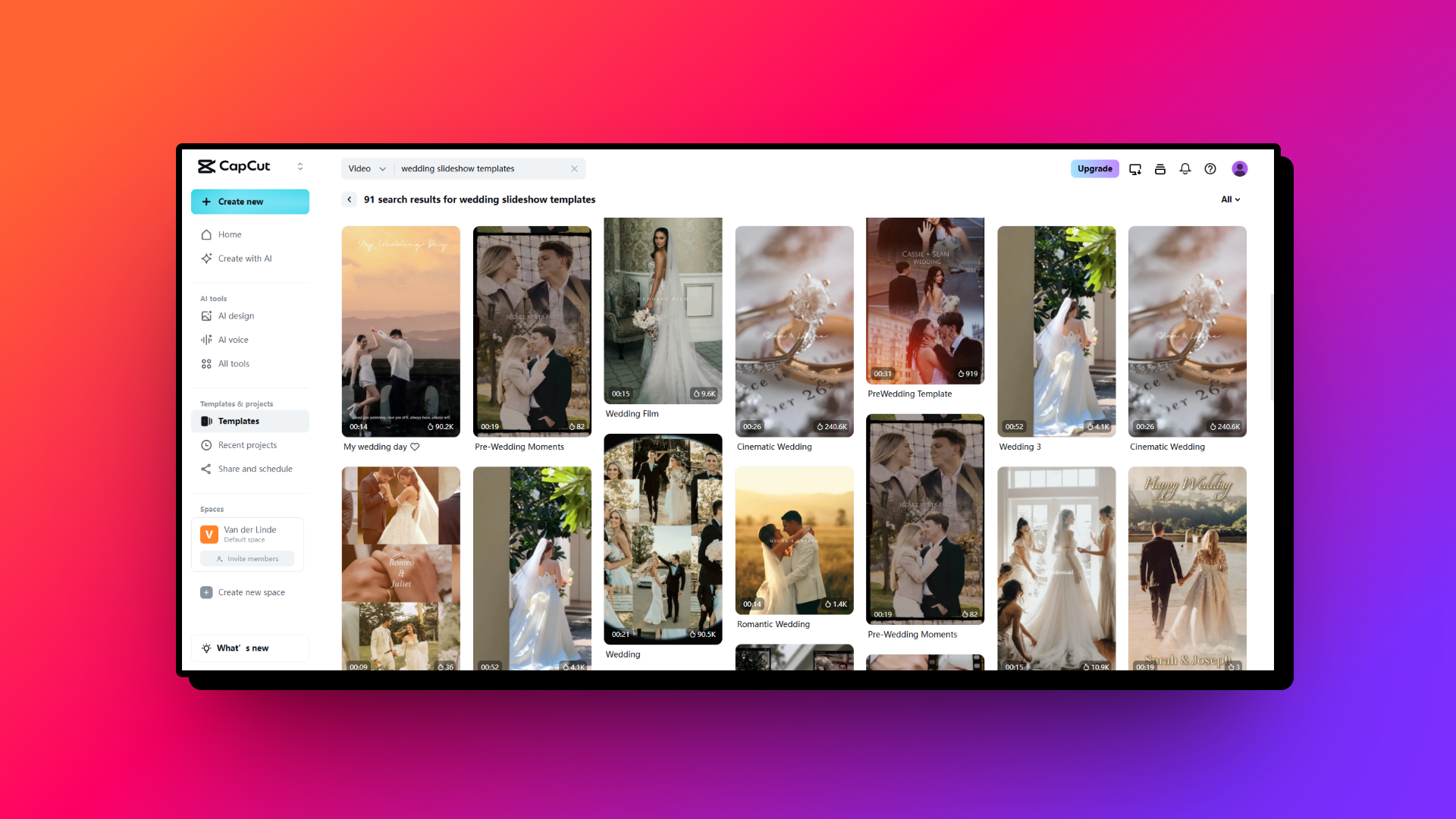 Slideshow templates for wedding purposes