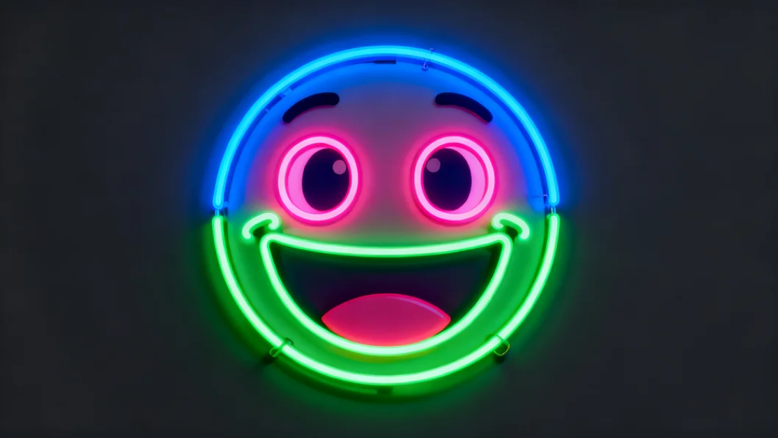 네온 빛나는 이모지 디자인