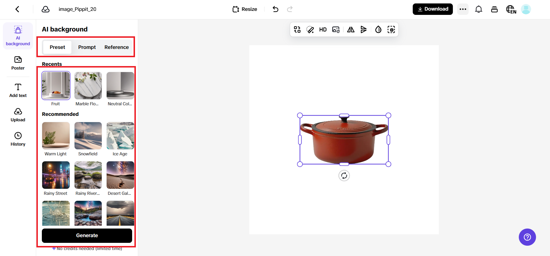 Customize your product photo with a background