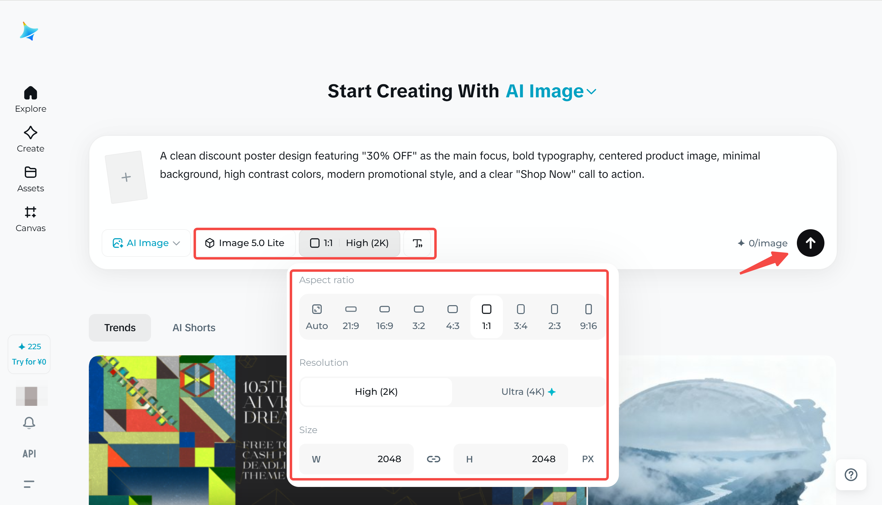 Adjust the settings for generating a simple discount poster design