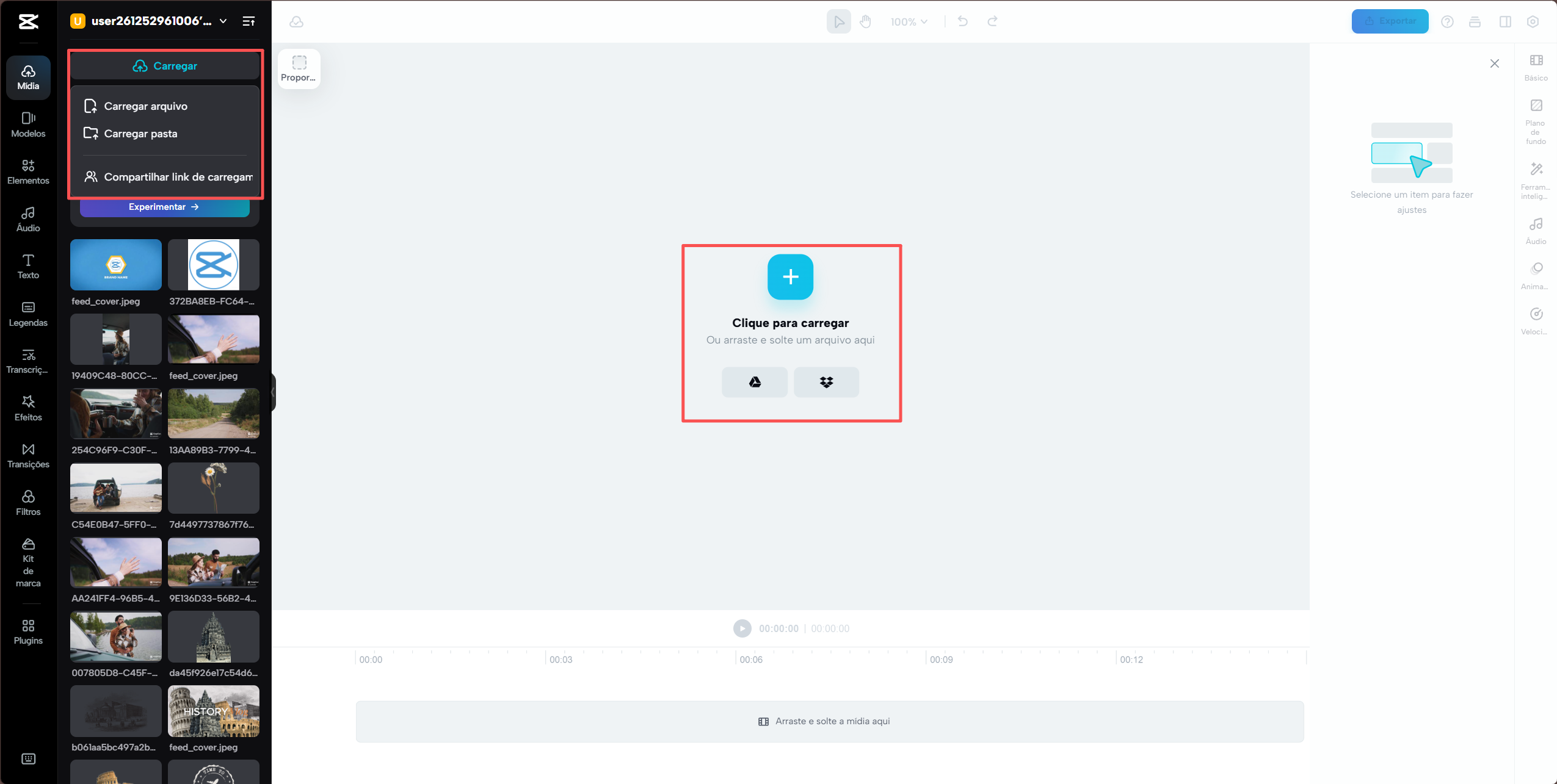 enviar vídeo para edição
