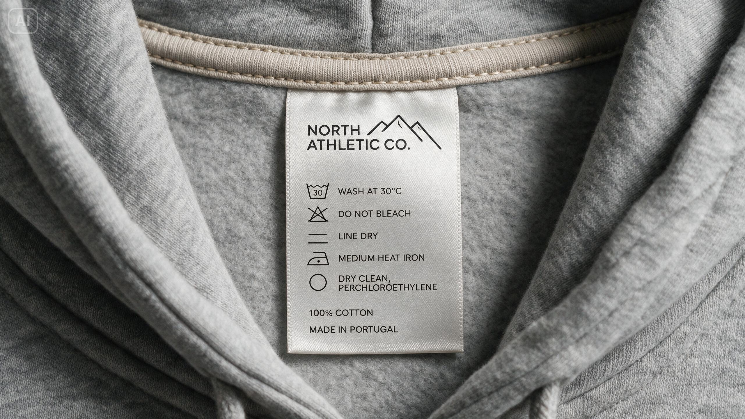 Prompt for a printed care label on a hoodie
