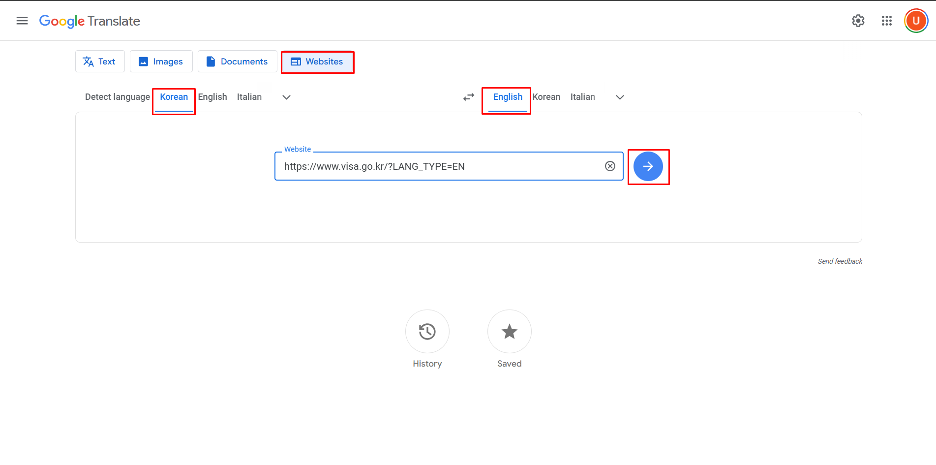 Translating a Korean website to English with Google Translate