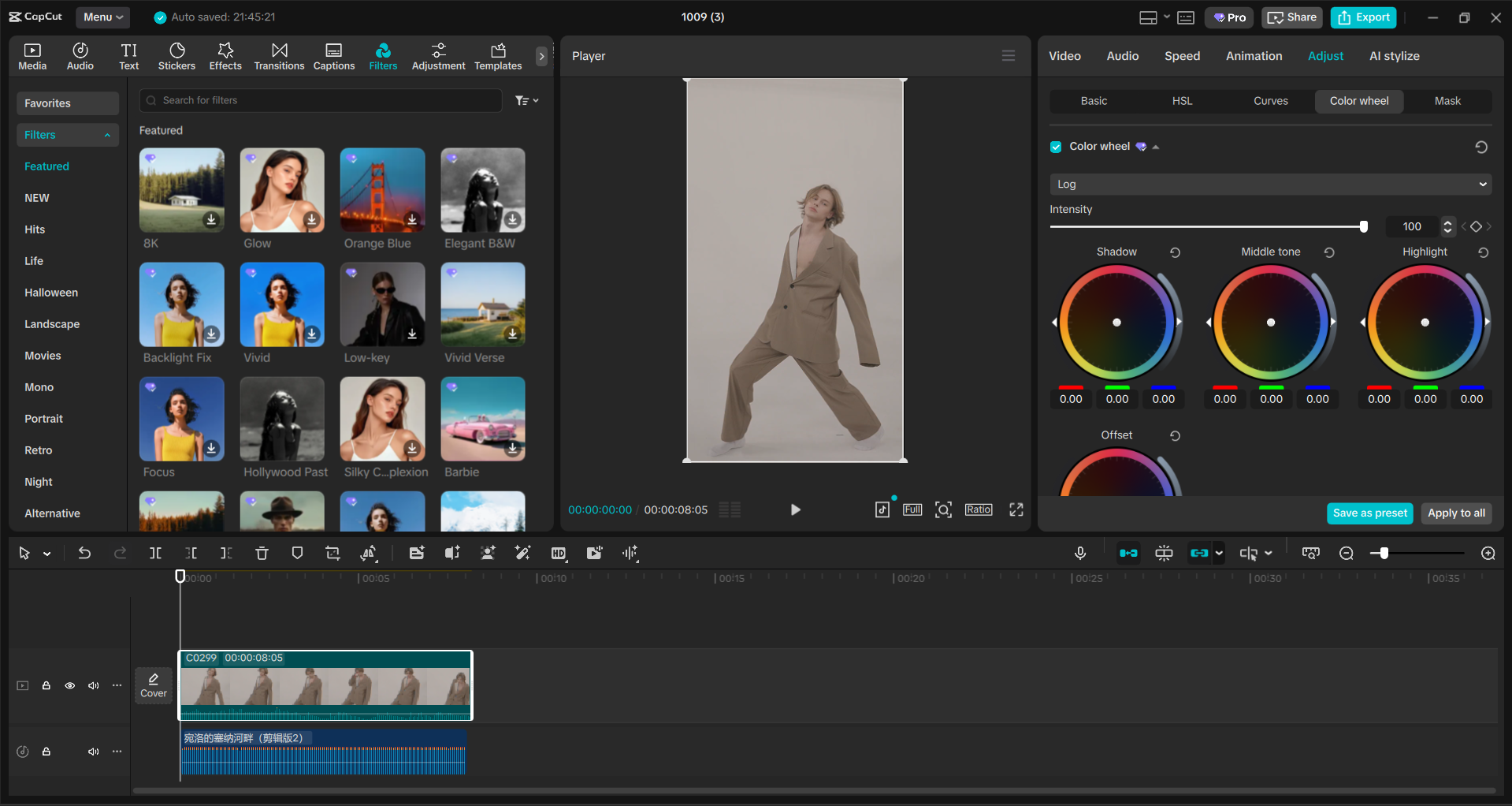 Interface of the CapCut desktop video editor - the most liked tool for editing Instagram Reels