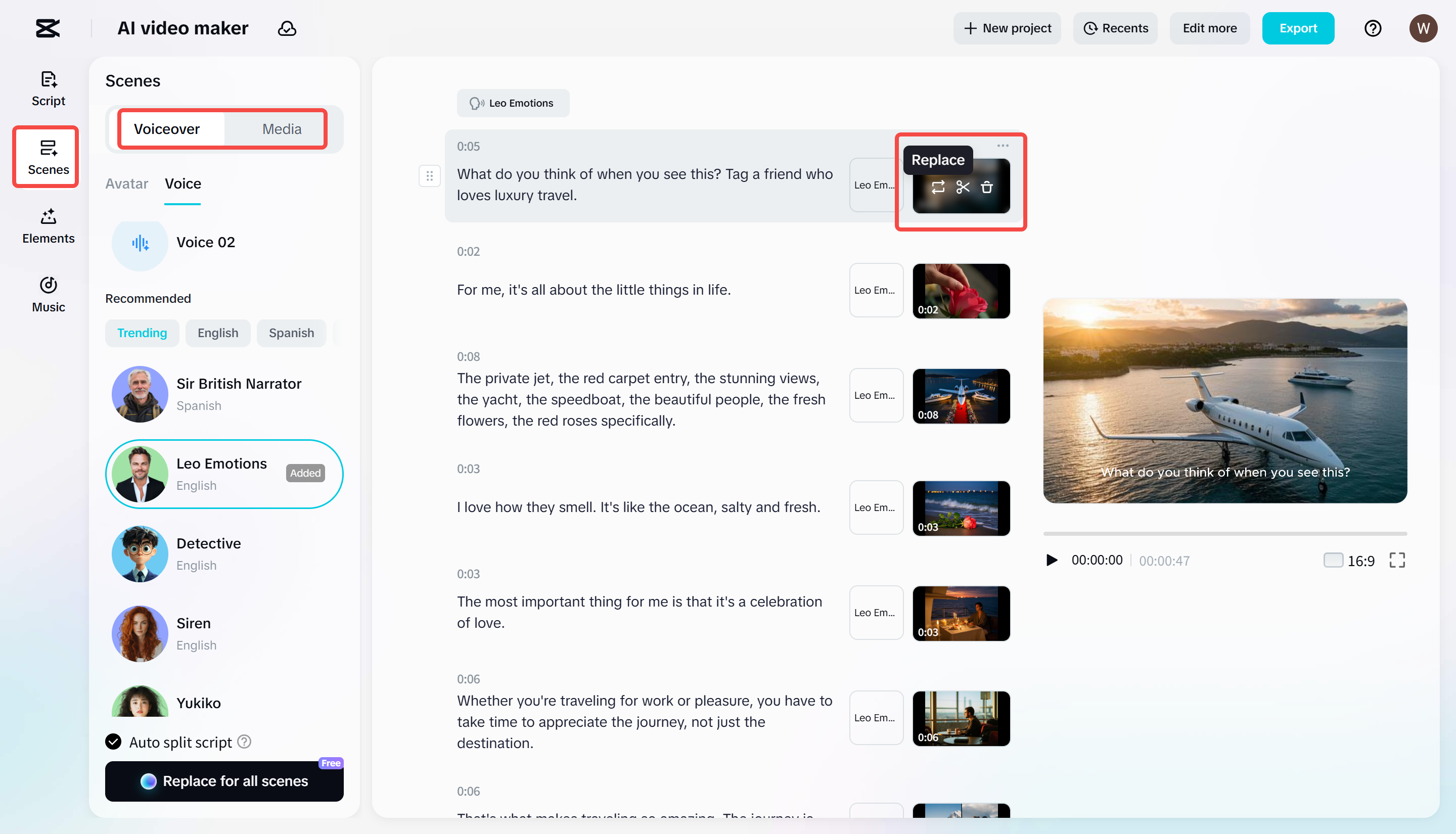Adding a voiceover to video with CapCut Web
