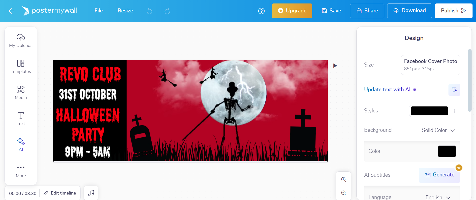 PostermYWall - Versatile platform to customize vintage Halloween cover photos for Facebook