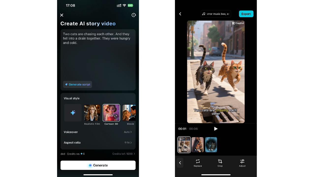 Input script and generate video