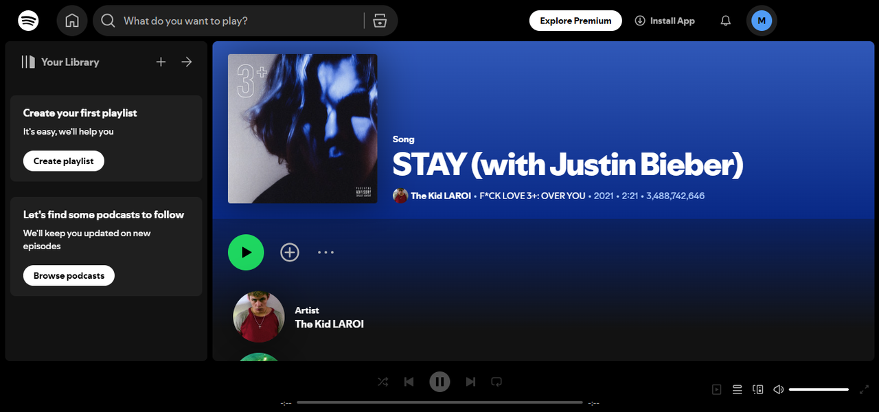 واجهة STAY - من بين أفضل الأغاني على Spotify طوال الوقت