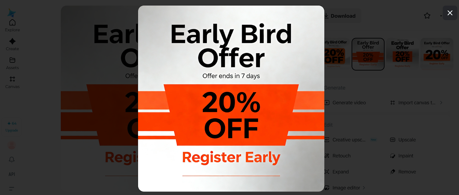 Discount poster idea: Early bird launch deal