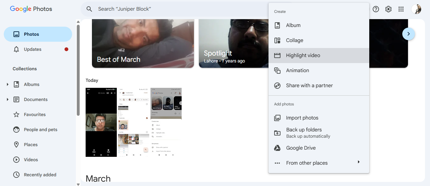 Create a movie project in Google Photos