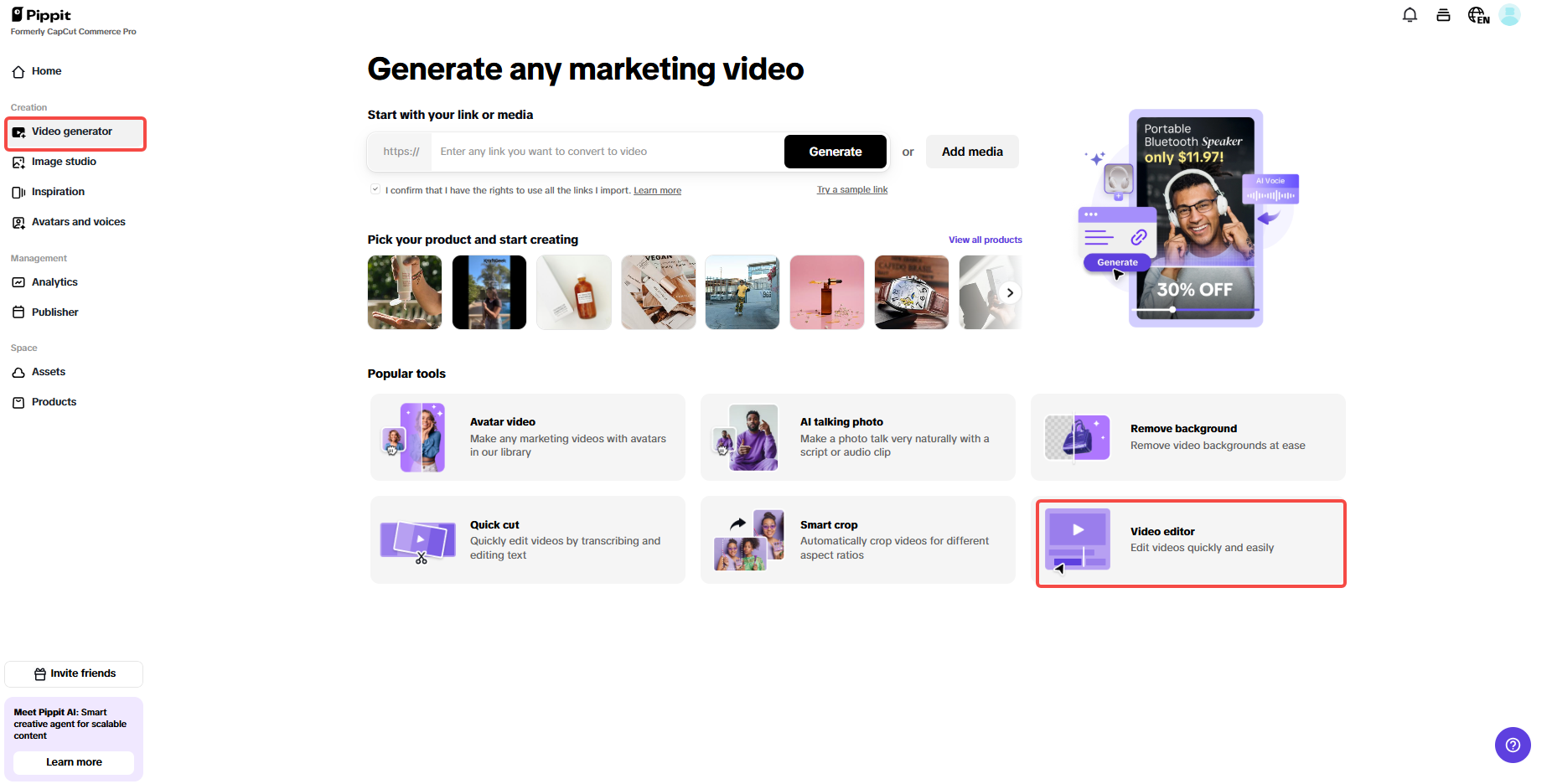 I-access ang Video editor at mag-upload ng media