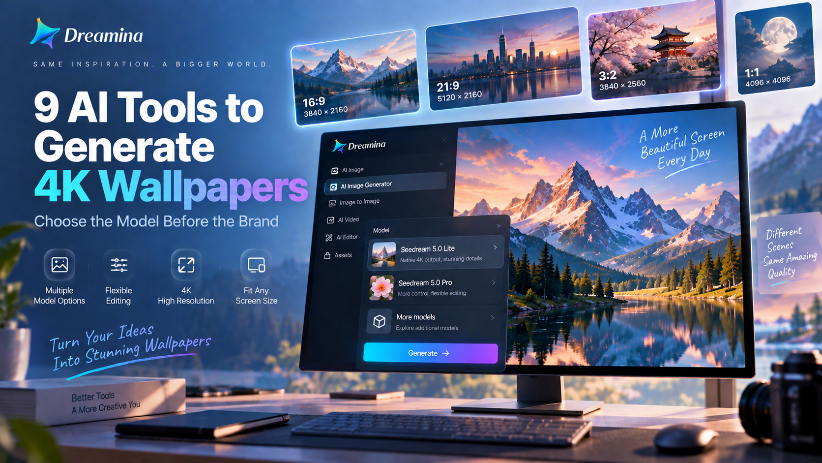 9 AI Tools to Generate 4K Wallpapers, Choose the Model Before the Brand