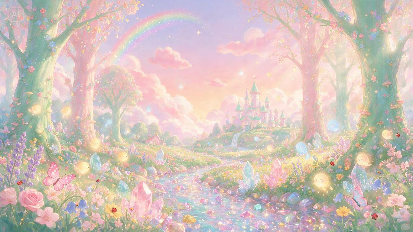 Richiesta di una scena della foresta anime pastello carino