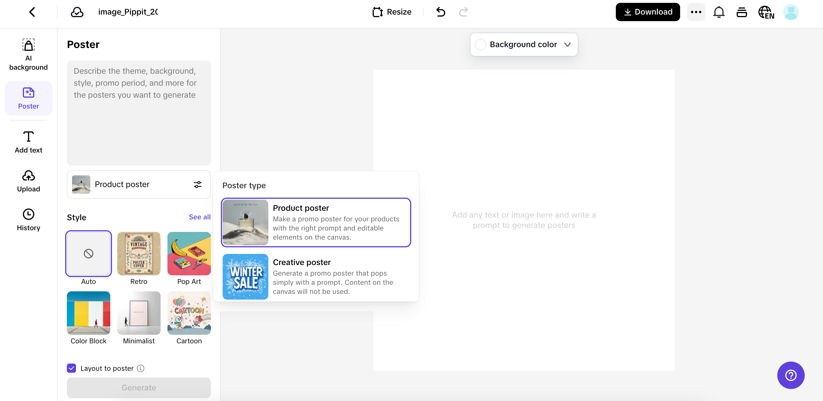 Open the poster feature