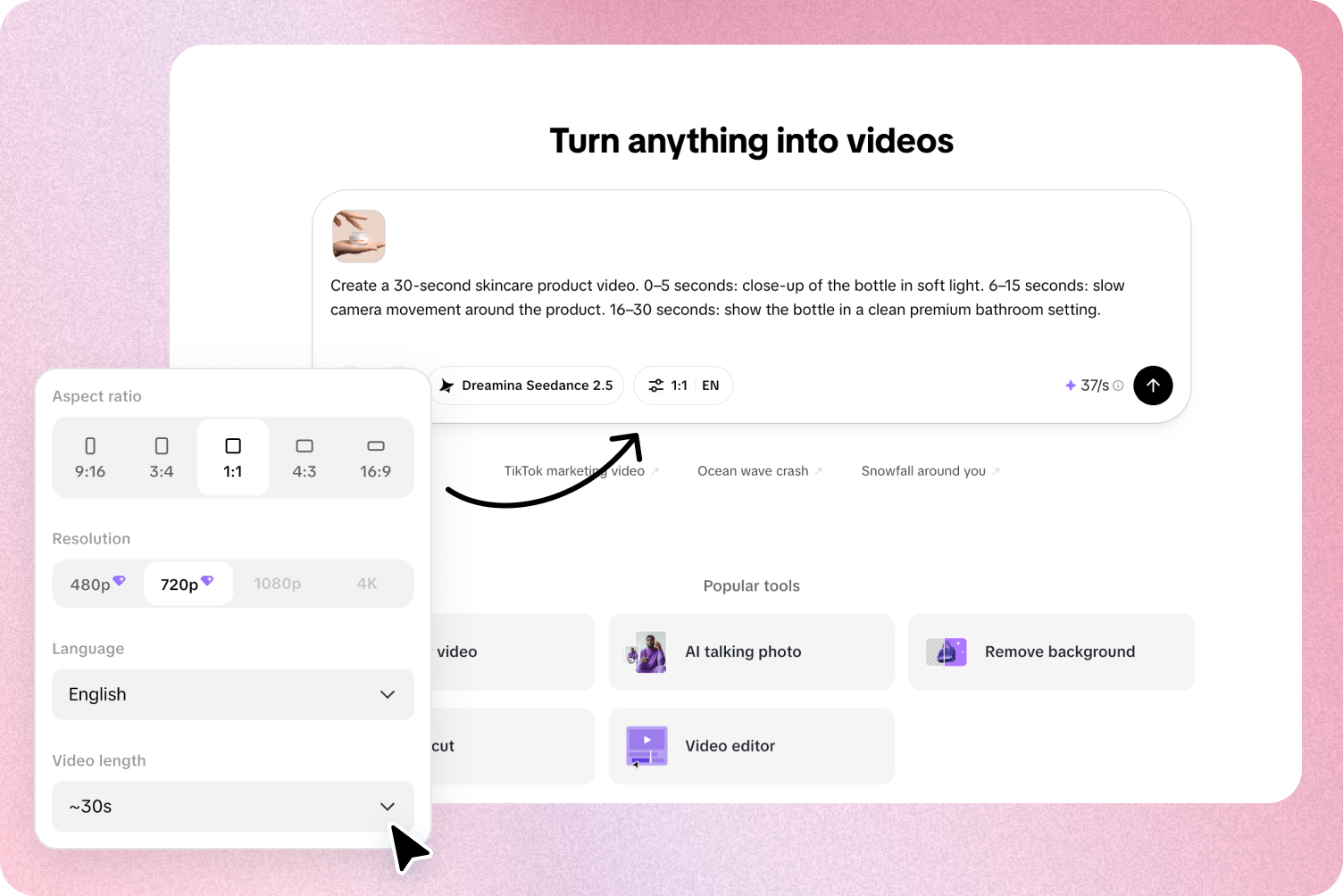 Step 2: Create and Adjust the Seedance 2.5 Video