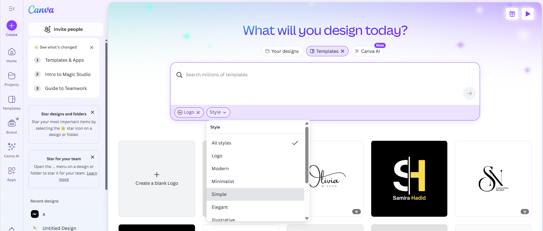 Create a modern monogram logo with Canva