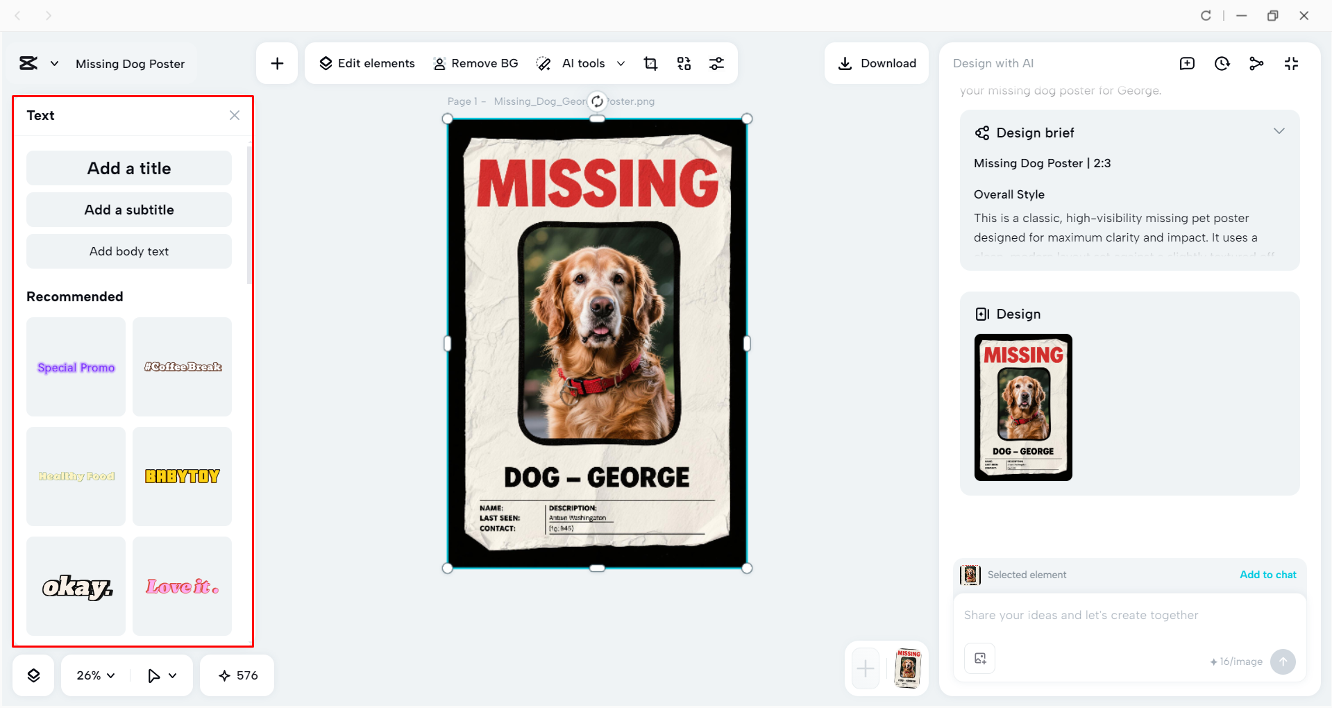 Editing the poster with the CapCut desktop video editor