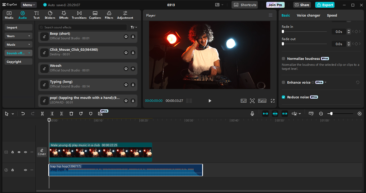 Interface of the CapCut desktop video editor