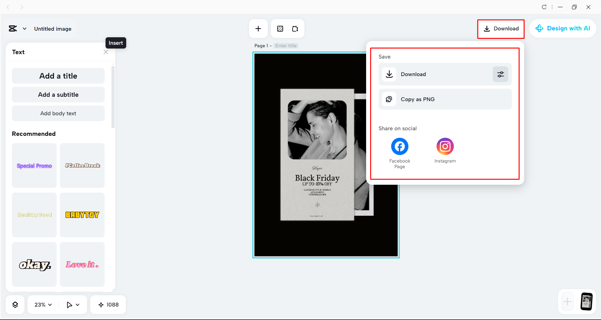 Downloading the poster from the CapCut desktop video editor