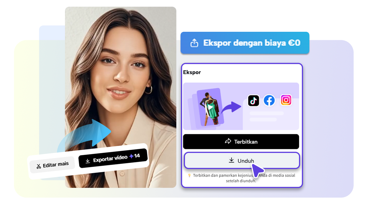 Setelah unggah video, gunakan fitur Pippit untuk edit dan perkaya visualnya.