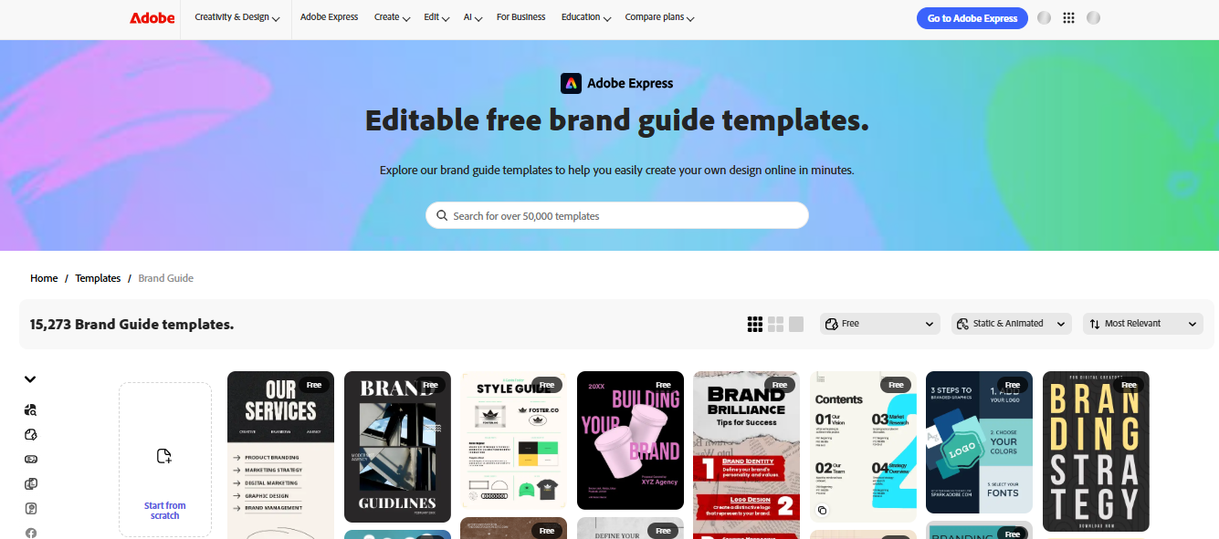 Adobe Express interface