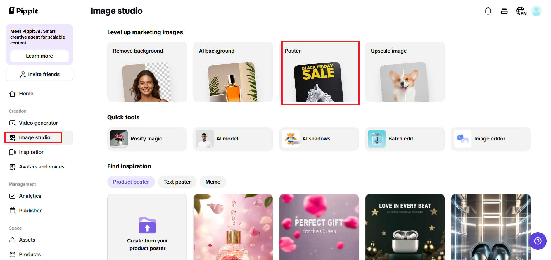 Choose "Poster" from Image Studio