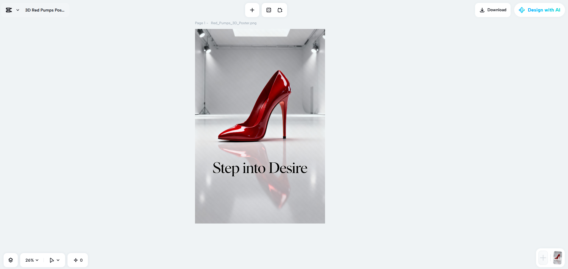 CapCut's AI design creating 3D posters