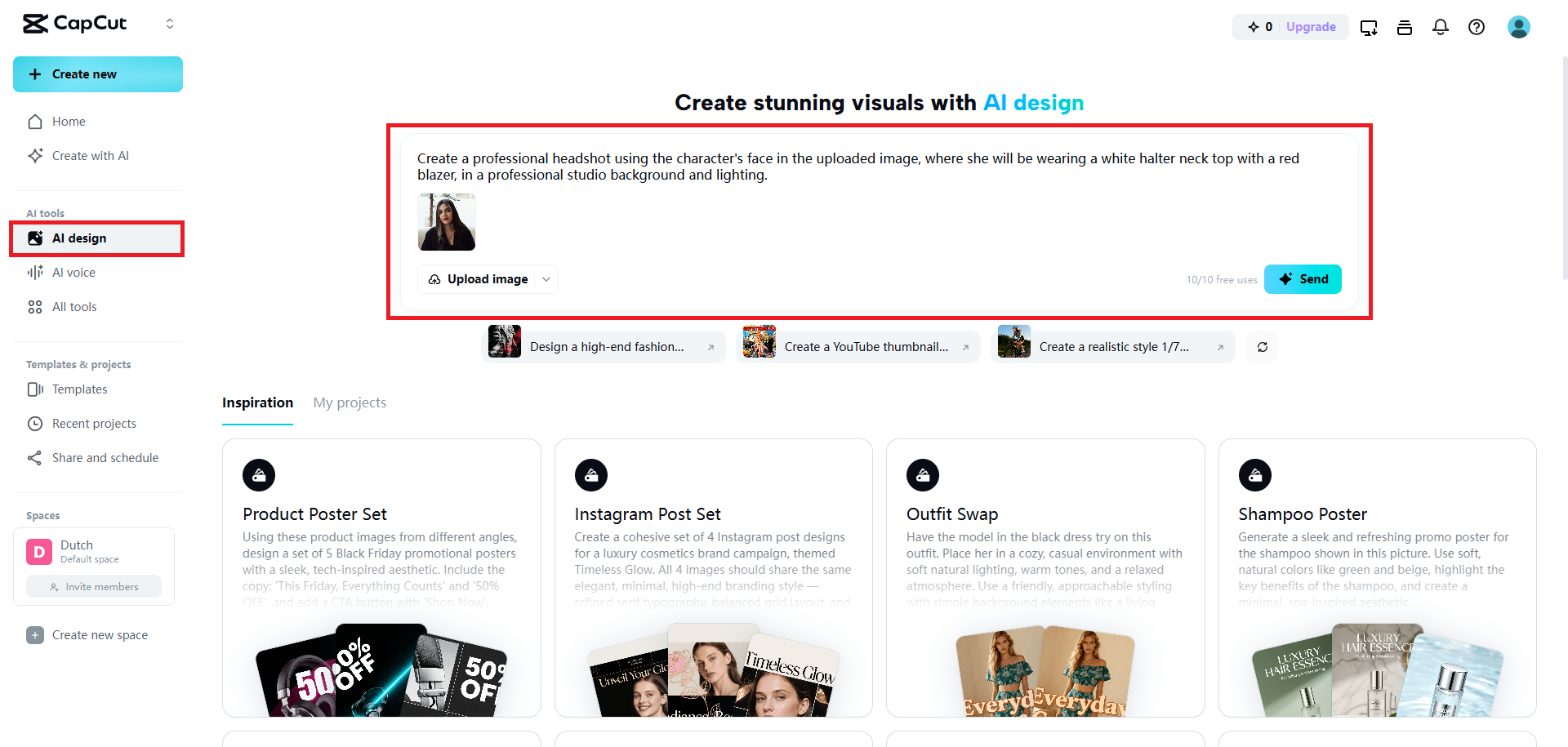 Enter prompt and generate your profile picture