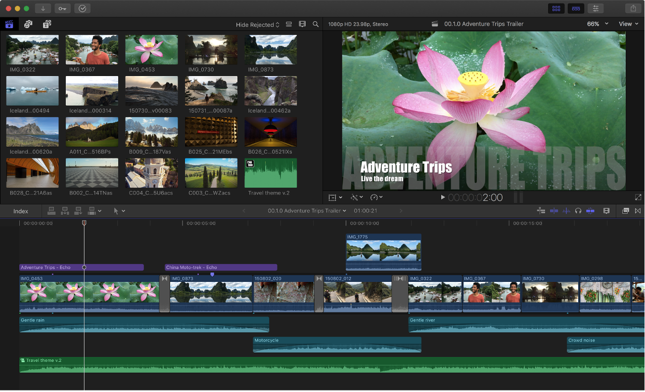 Interface of Final Cut Pro - a user-friendly Premiere alternative